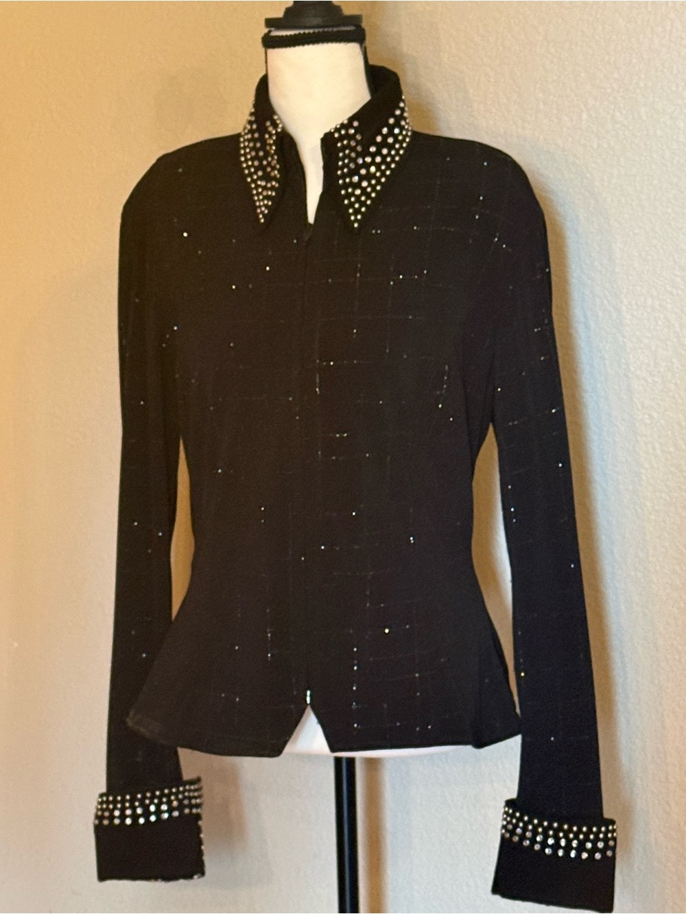 Black western show shirt -reining, horsemanship